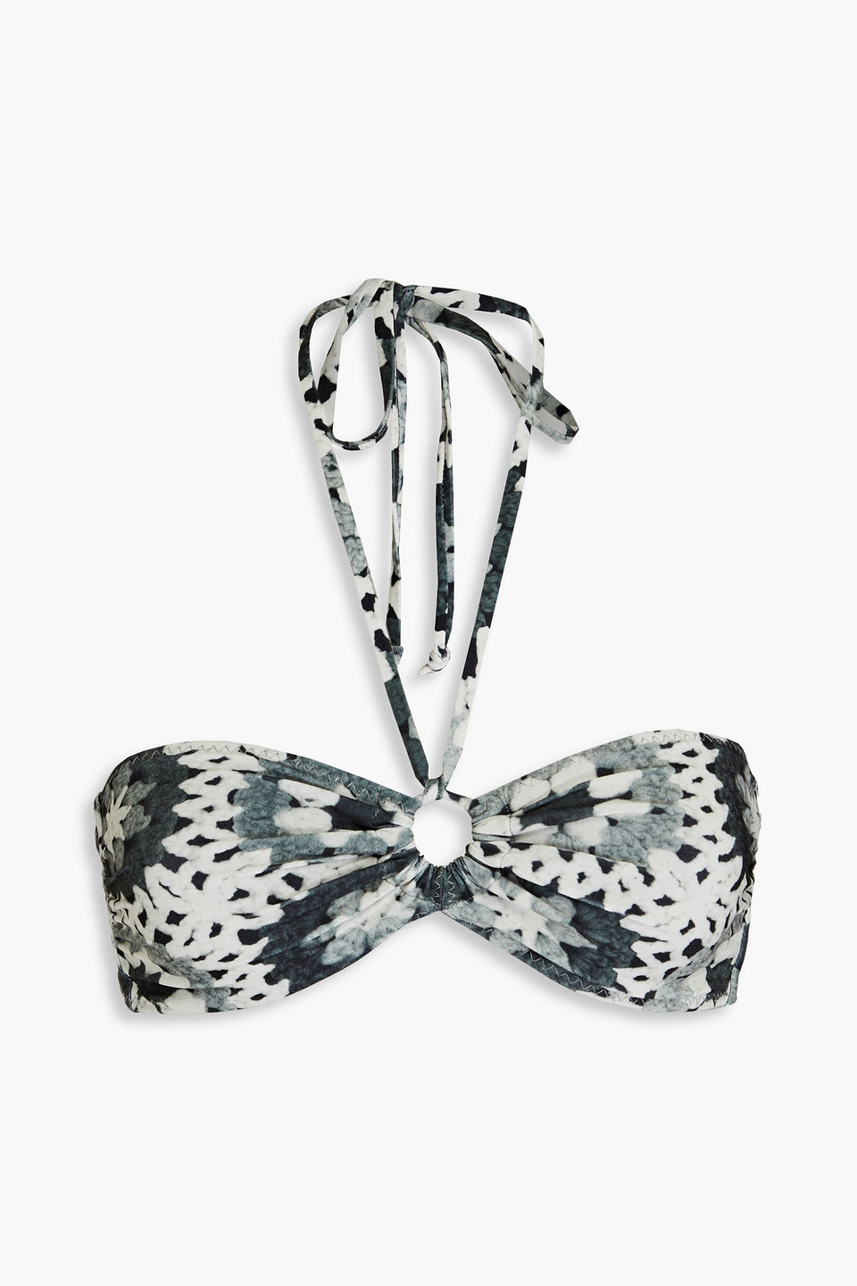 Norma Kamali Jason Convertible Printed Bandeau Bikini Top In Gray