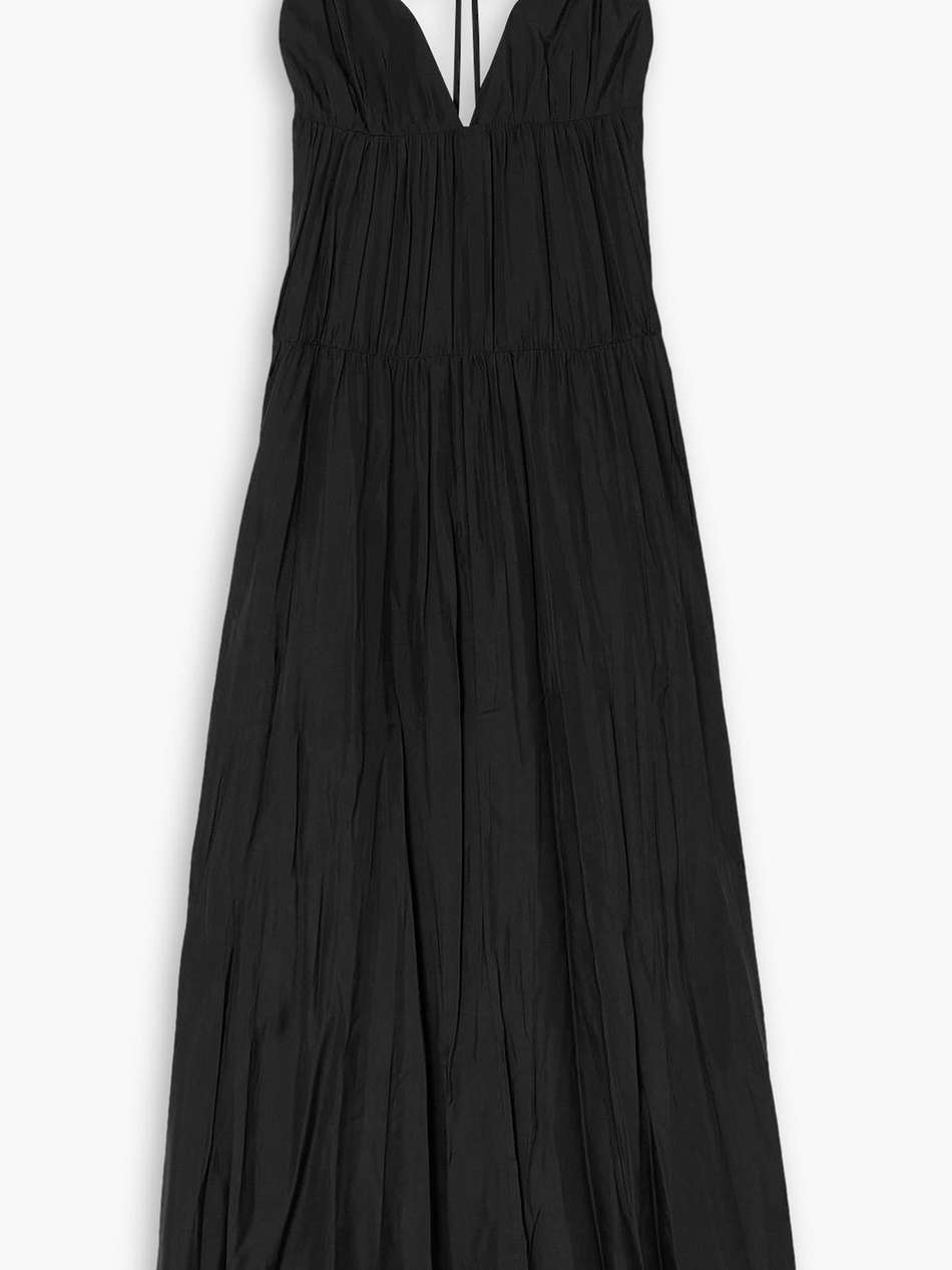 darnley tiered ruched silk-habotai maxi dress