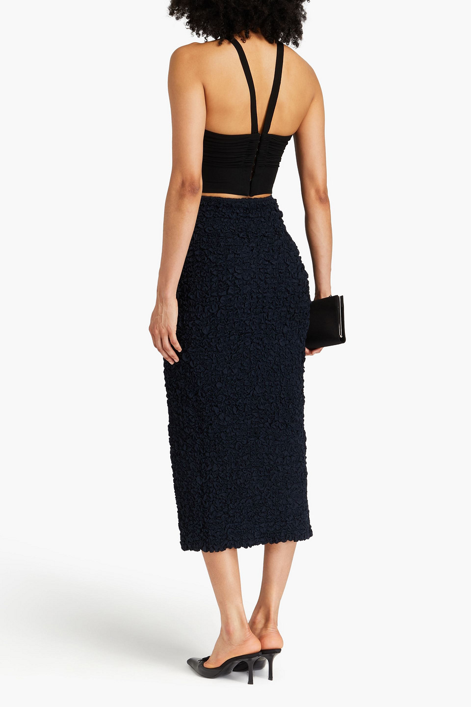  Mara Hoffman - Tavi Crinkled Tencel™ Lyocell Midi Skirt - Blue - M 