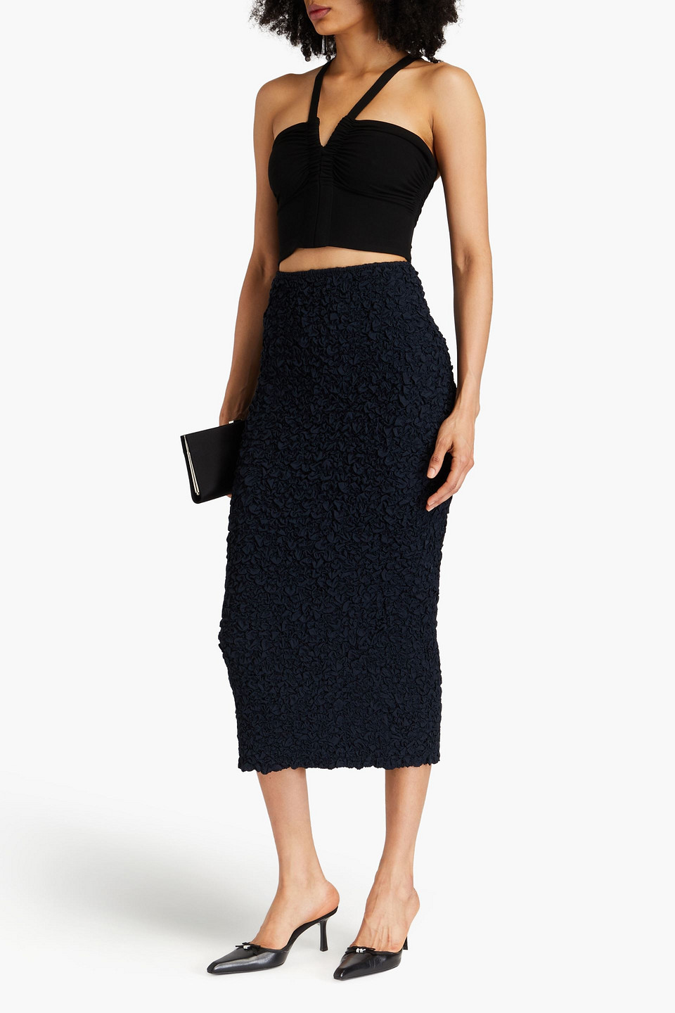  Mara Hoffman - Tavi Crinkled Tencel™ Lyocell Midi Skirt - Blue - M 
