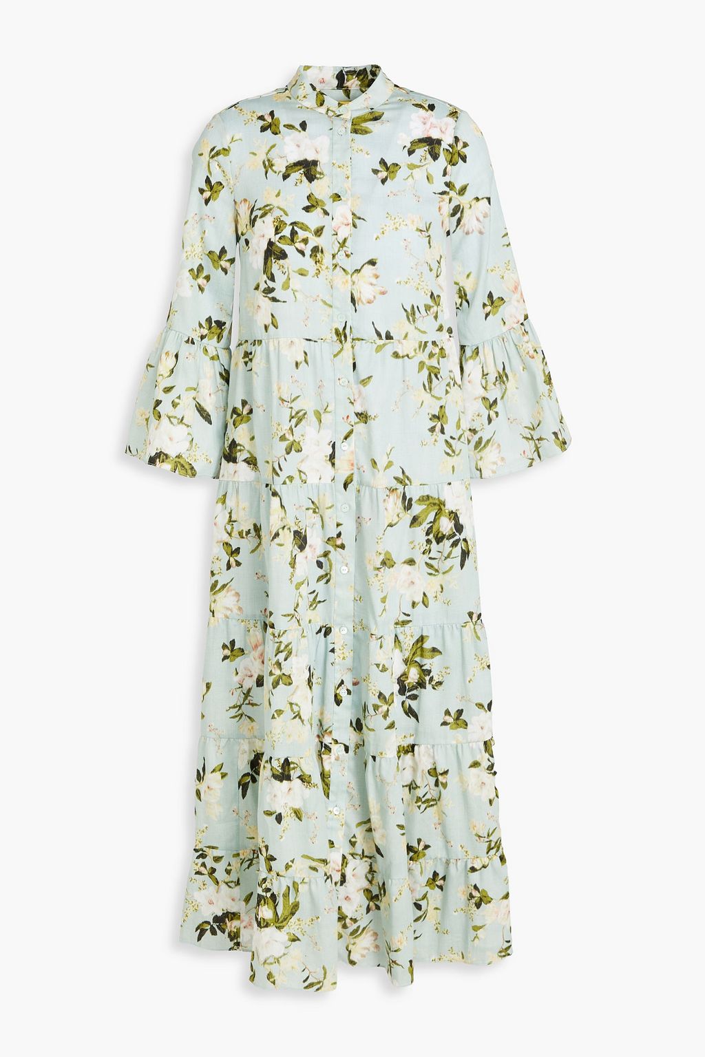 ERDEM Panthea tiered floral print cotton mousseline midi dress THE OUTNET