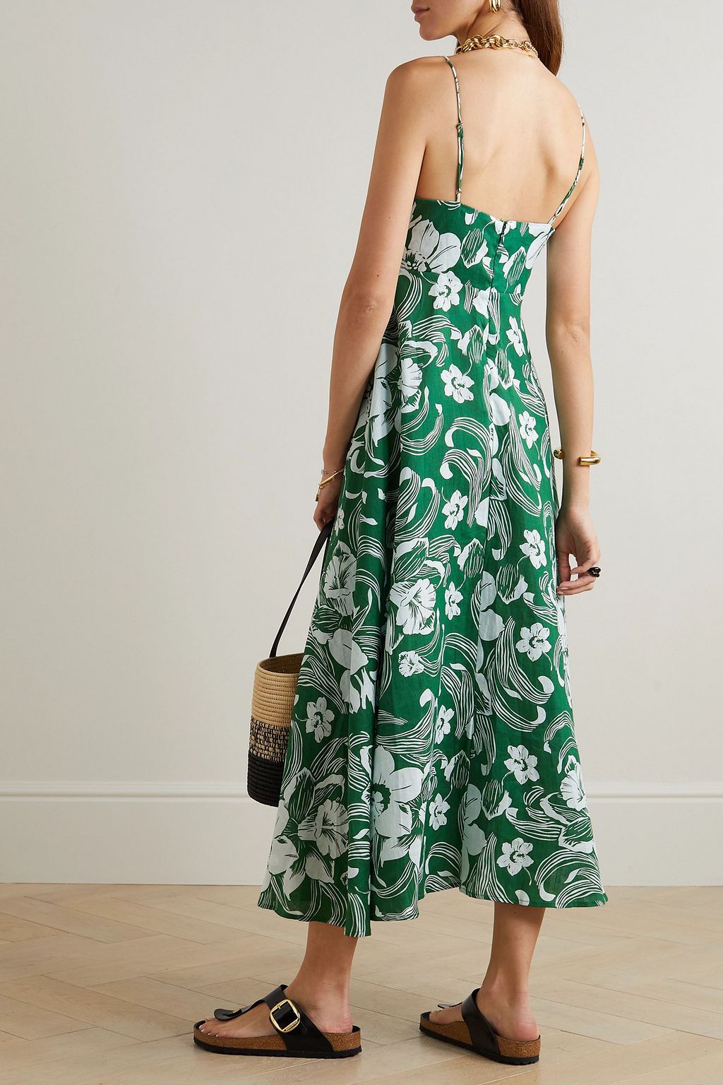 FAITHFULL Alexandre floral-print linen midi dress