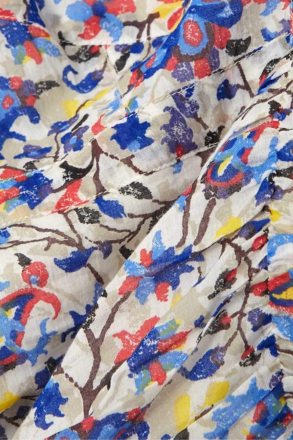 ISABEL MARANT ÉTOILE GALAOR CROPPED FLORAL-PRINT COTTON-VOILE TOP