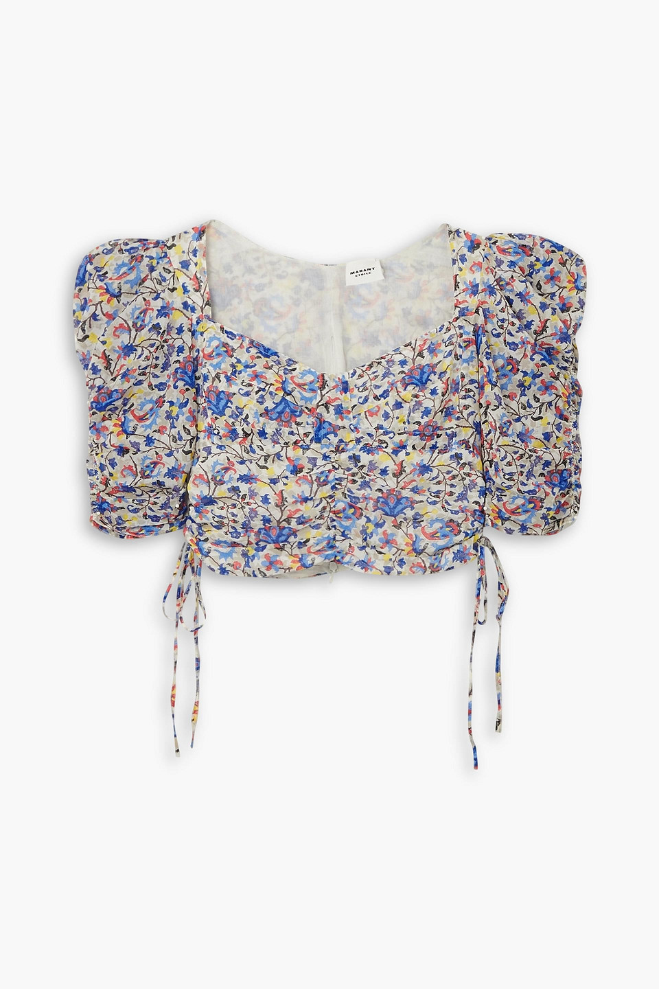 ISABEL MARANT ÉTOILE GALAOR CROPPED FLORAL-PRINT COTTON-VOILE TOP