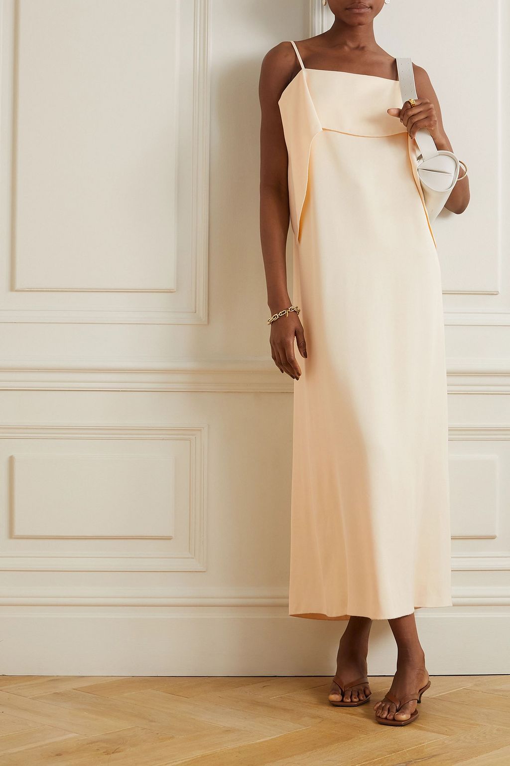 FRAME Nipped Long Sleeve Twill Maxi Dress