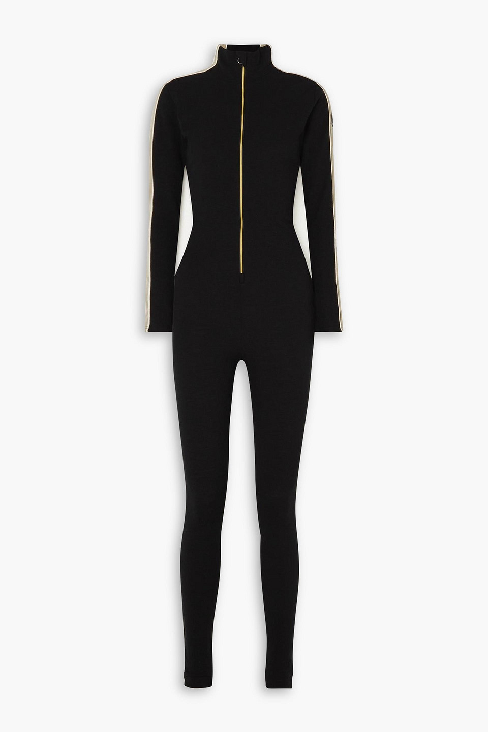 We Norwegians Striped Merino Wool-blend Piqué Ski Suit In Black