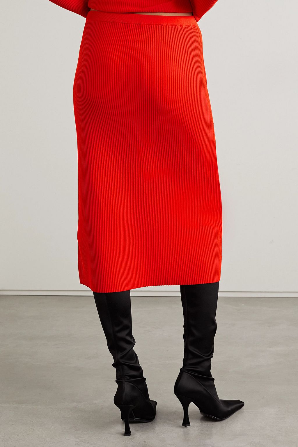 PROENZA SCHOULER PSWL تنورة متوسطة الطول مصنوعة من نسيج بحبكة مضلّعة