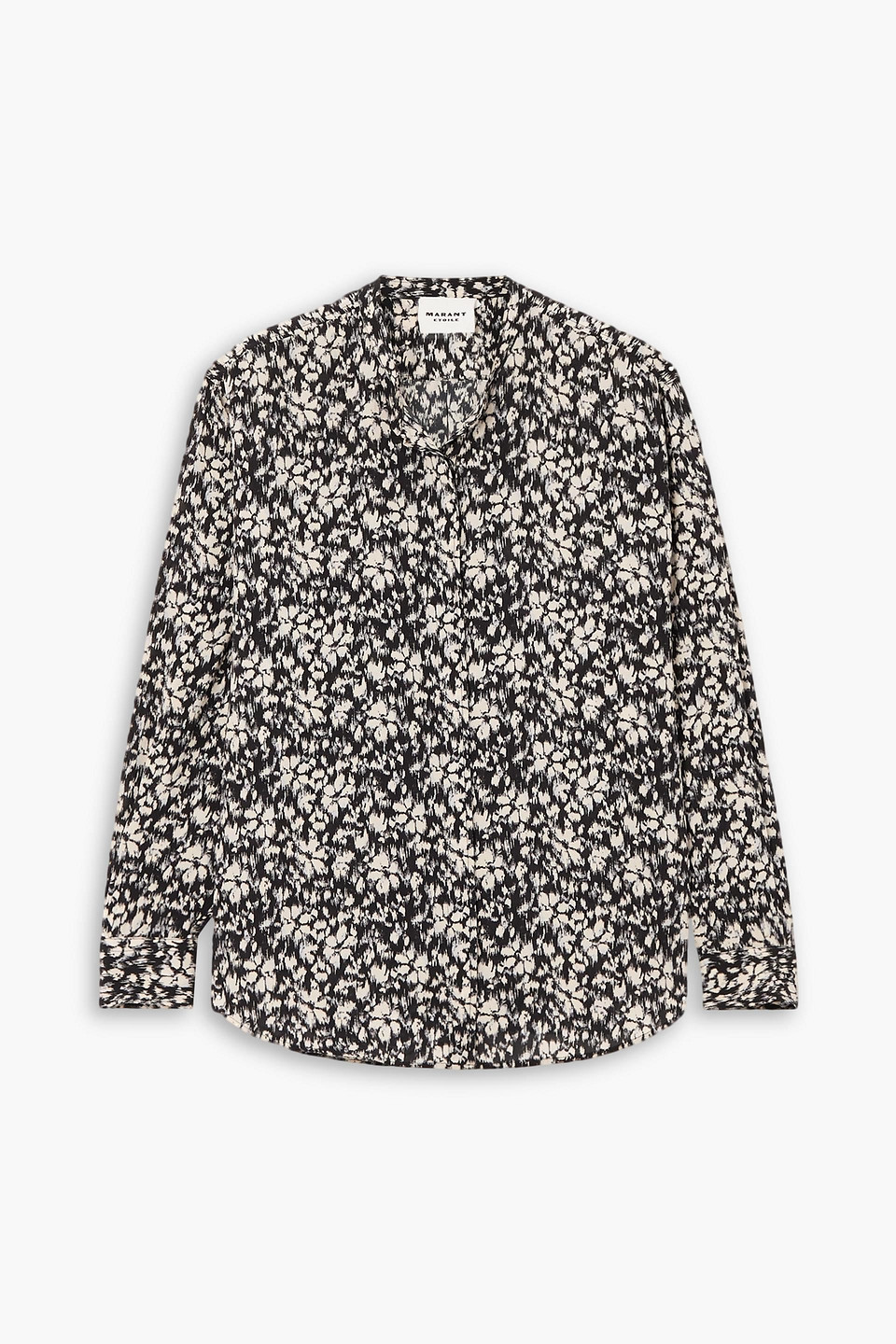 Isabel Marant Étoile Floral-print Collarless Shirt In Black
