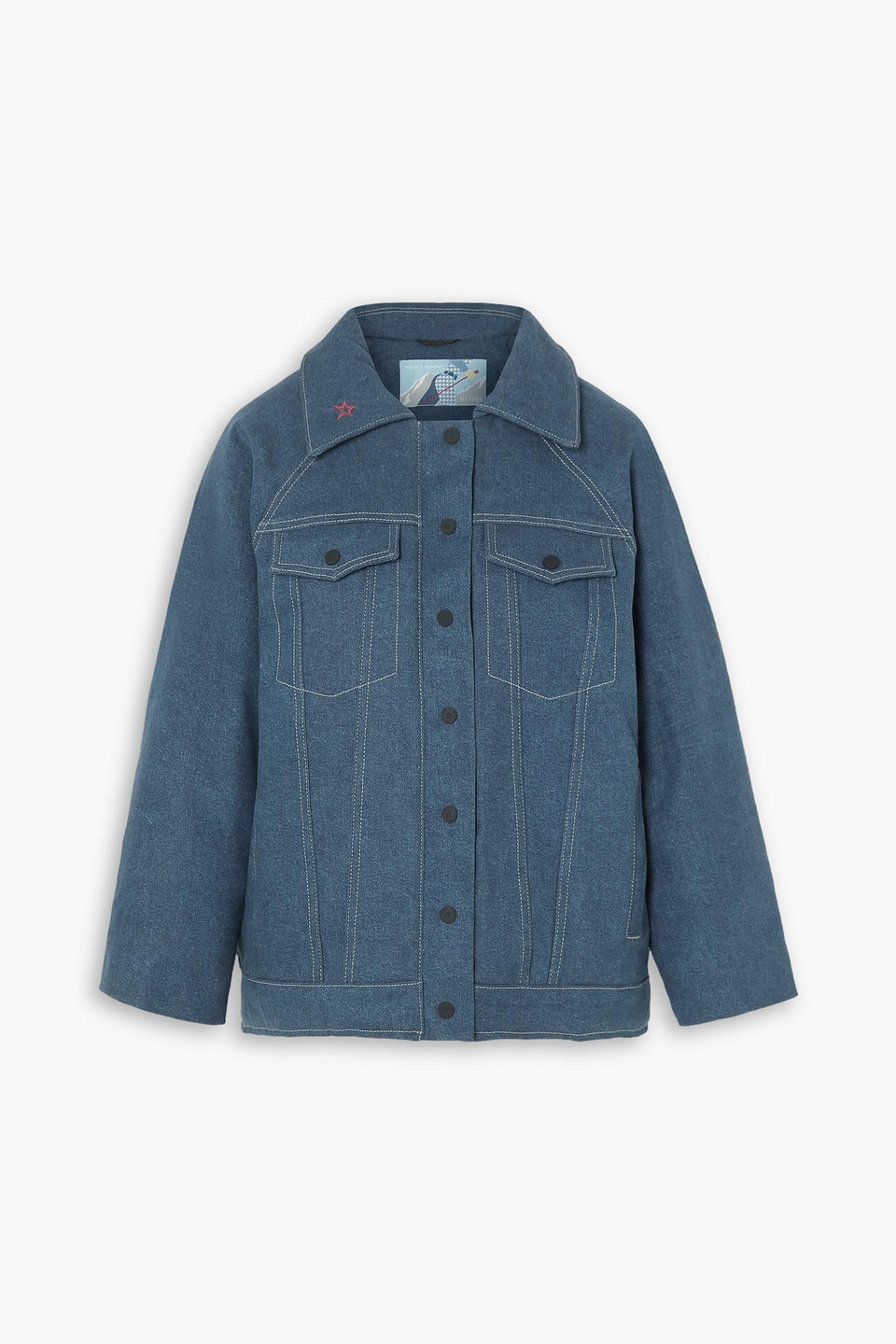 perfect moment - corentine embroidered padded denim jacket - blue - s
