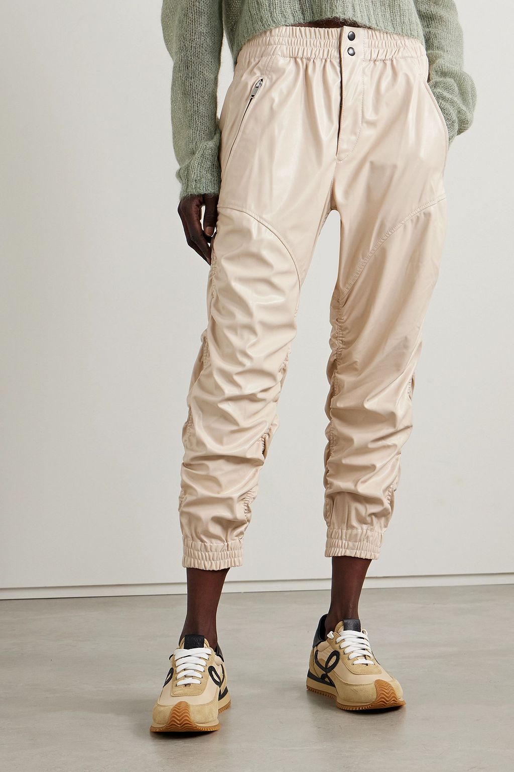 MARANT ÉTOILE フェイクレザー テーパードパンツ ギャザー入り