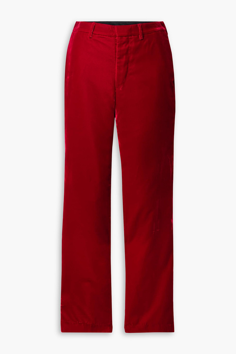 R13 Lemmy Velvet Straight-leg Trousers In Red