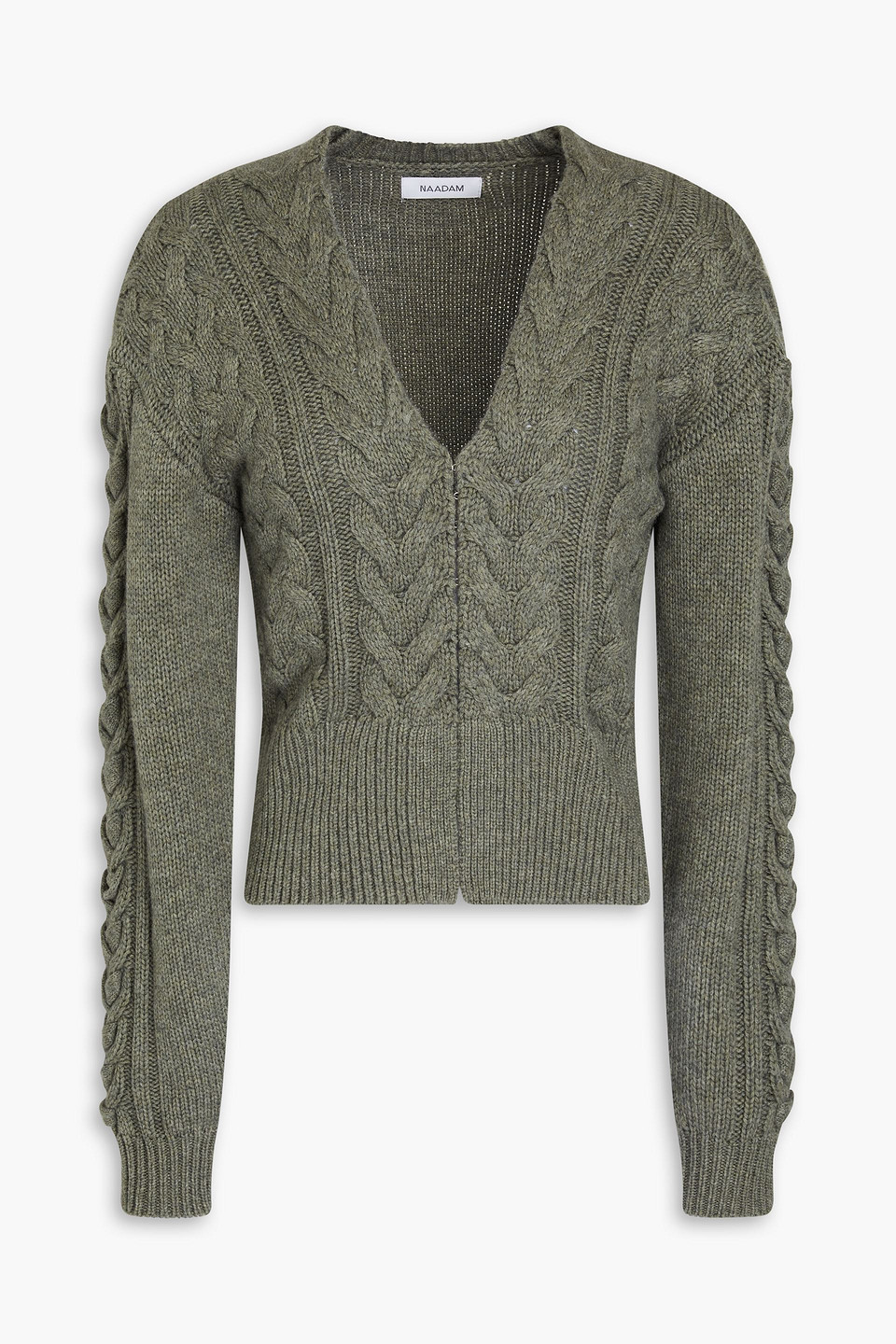 Naadam Cable-knit Wool And Cashmere-blend Cardigan In Green