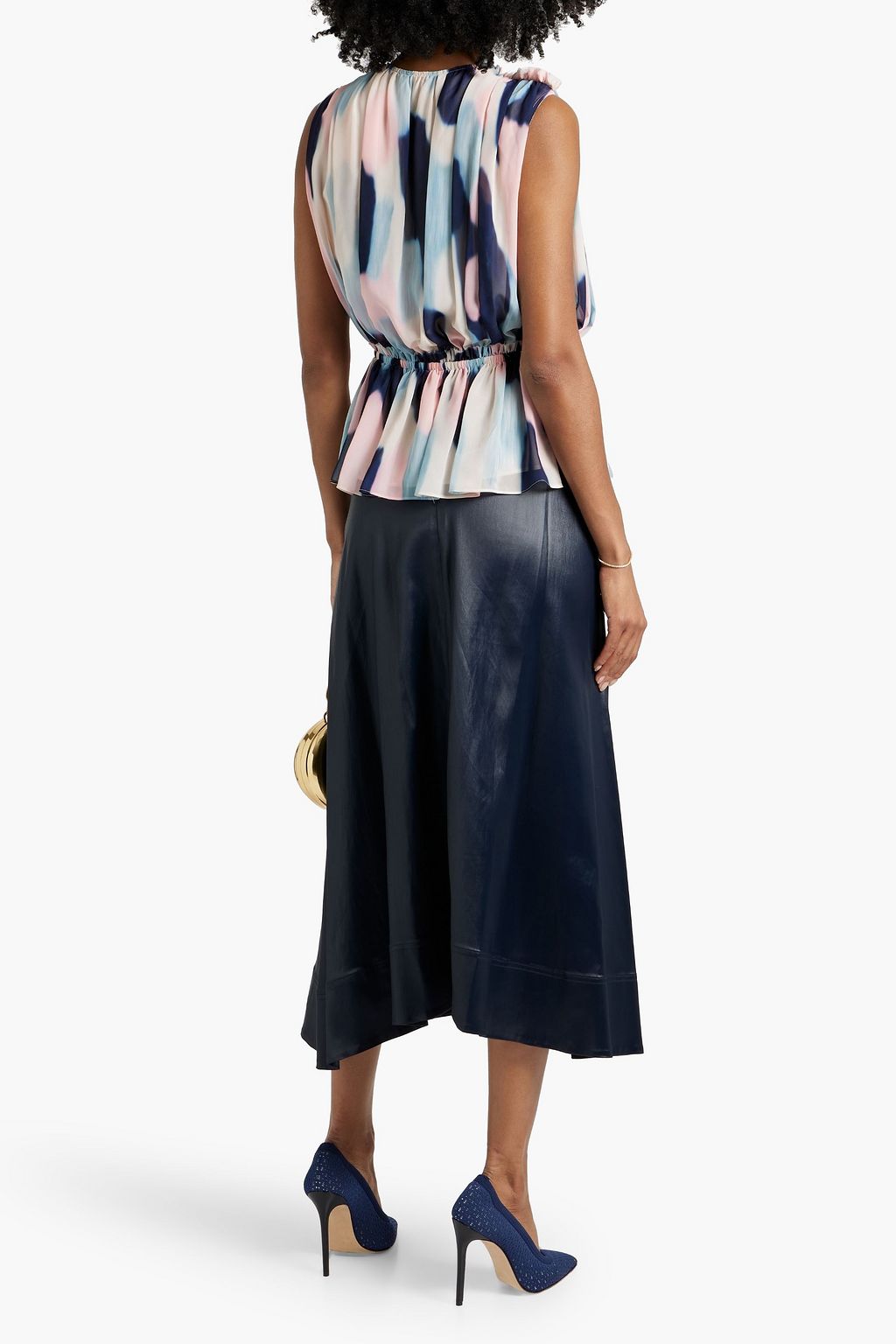 ALTUZARRA Gathered printed georgette blouse