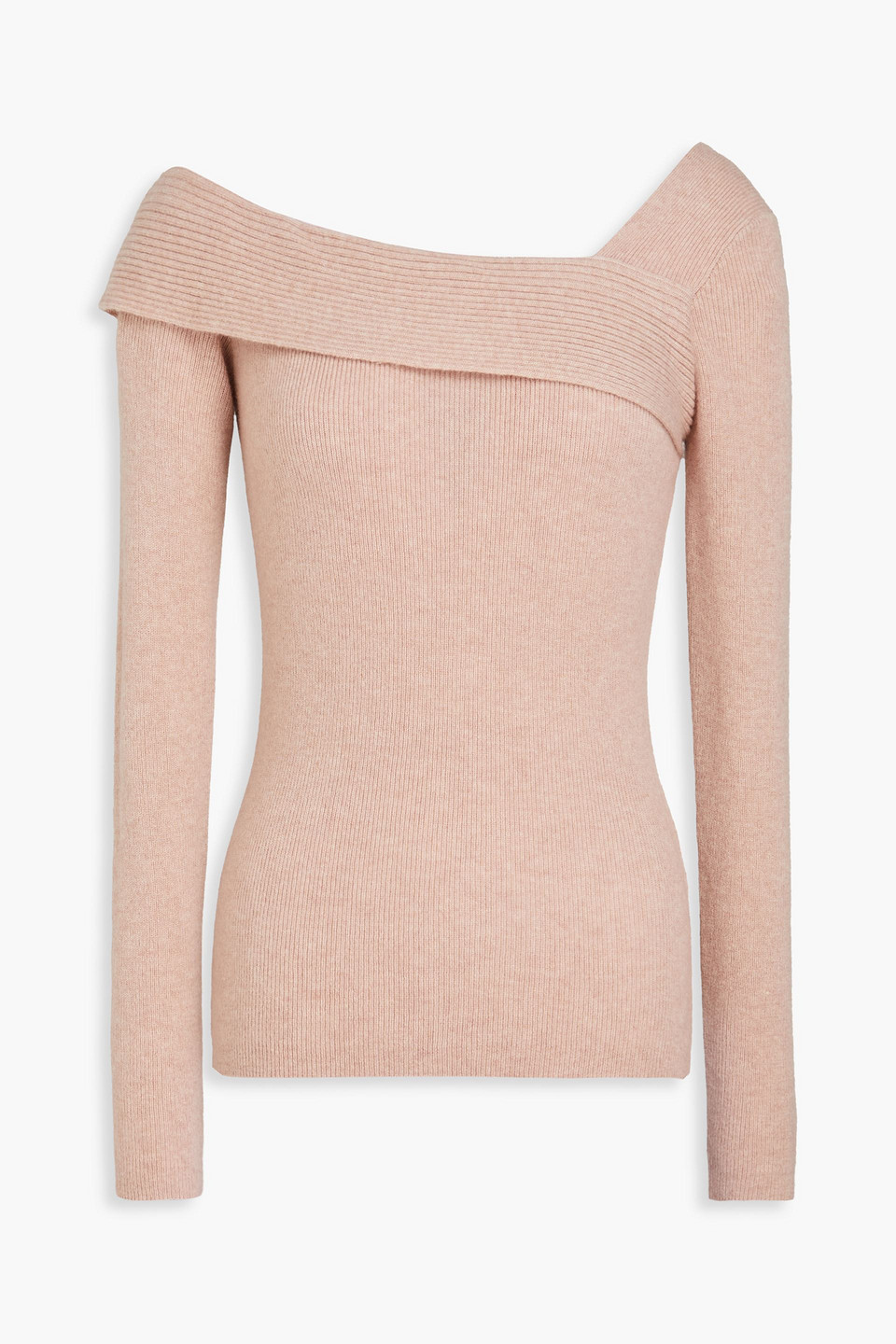 Asymmetric ribbed wool and cashmere-blend sweater