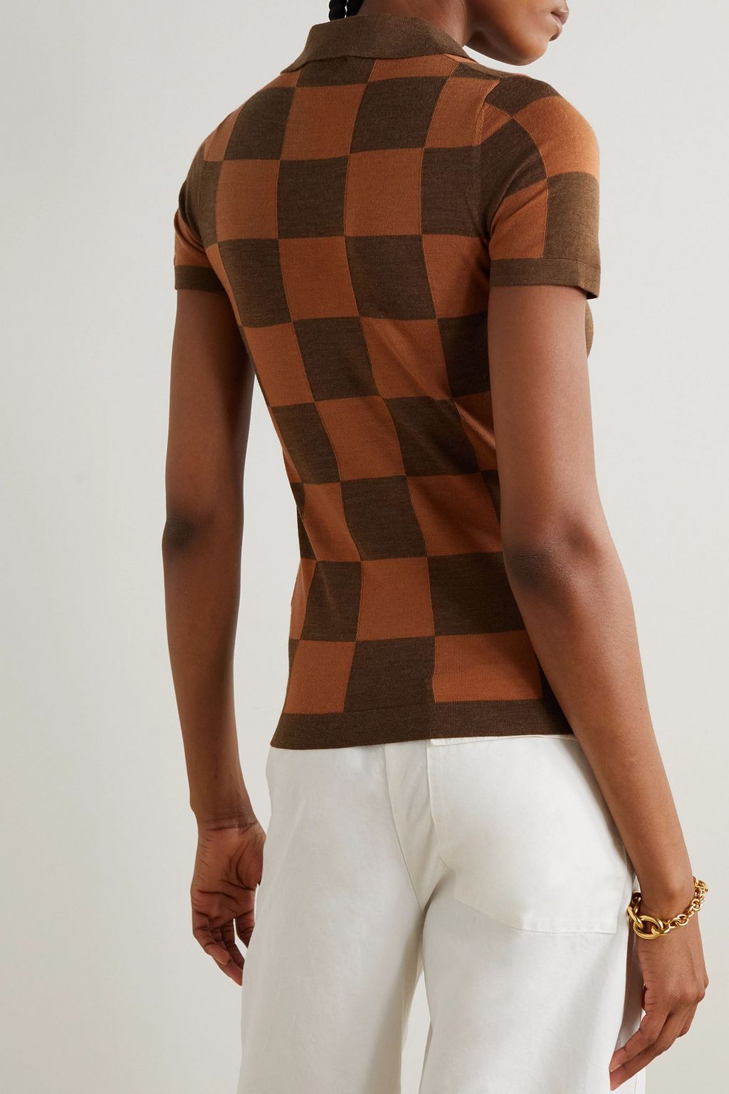 NANUSHKA Hatti checked merino wool polo sweater