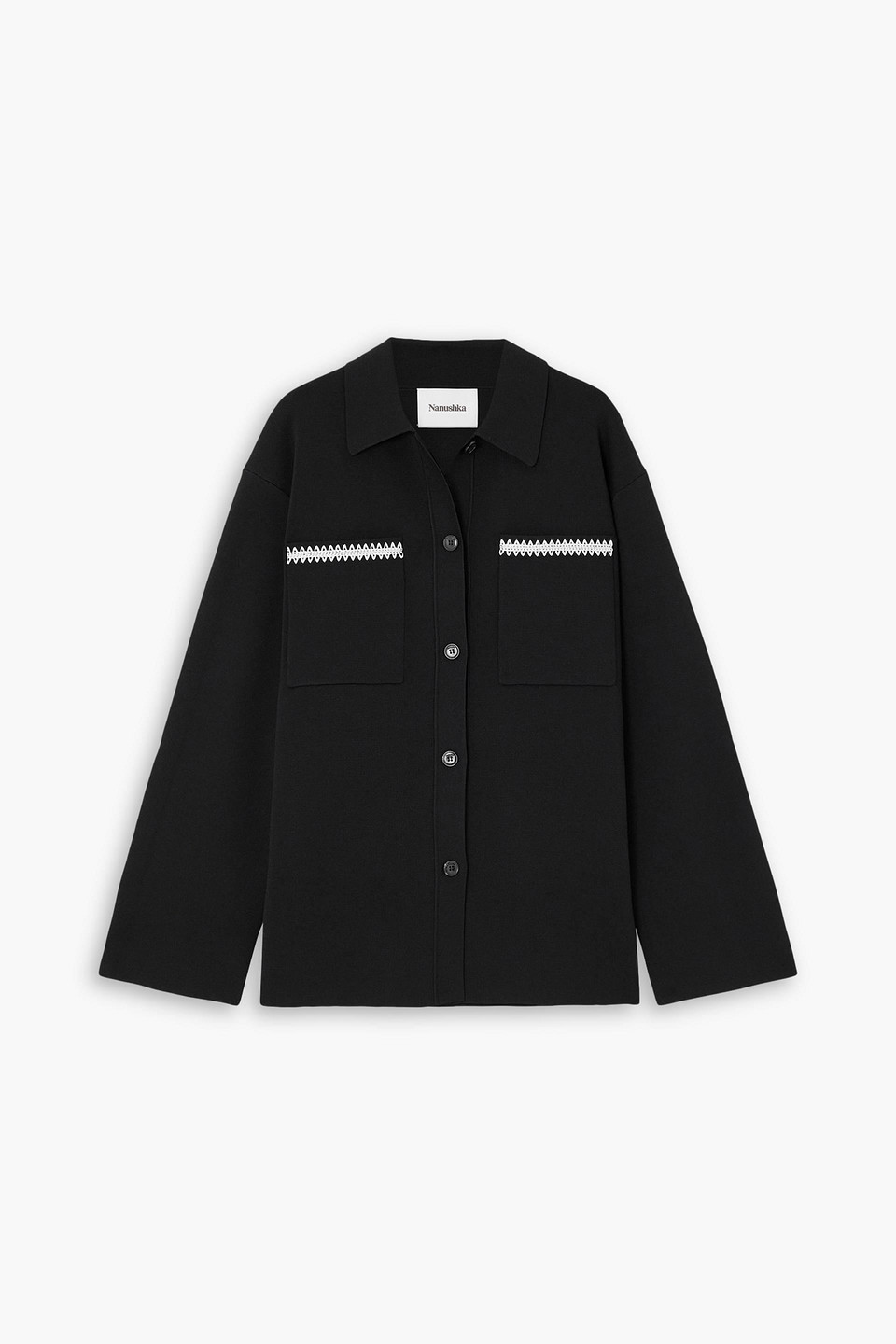 Nanushka Silvia Embroidered Woven Shirt In Black