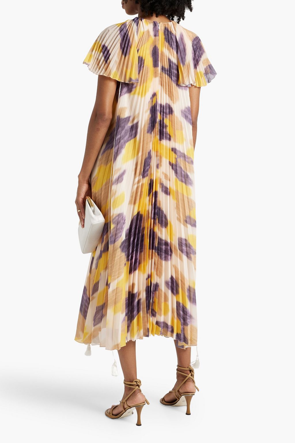 ALTUZARRA Pleated printed chiffon midi dress