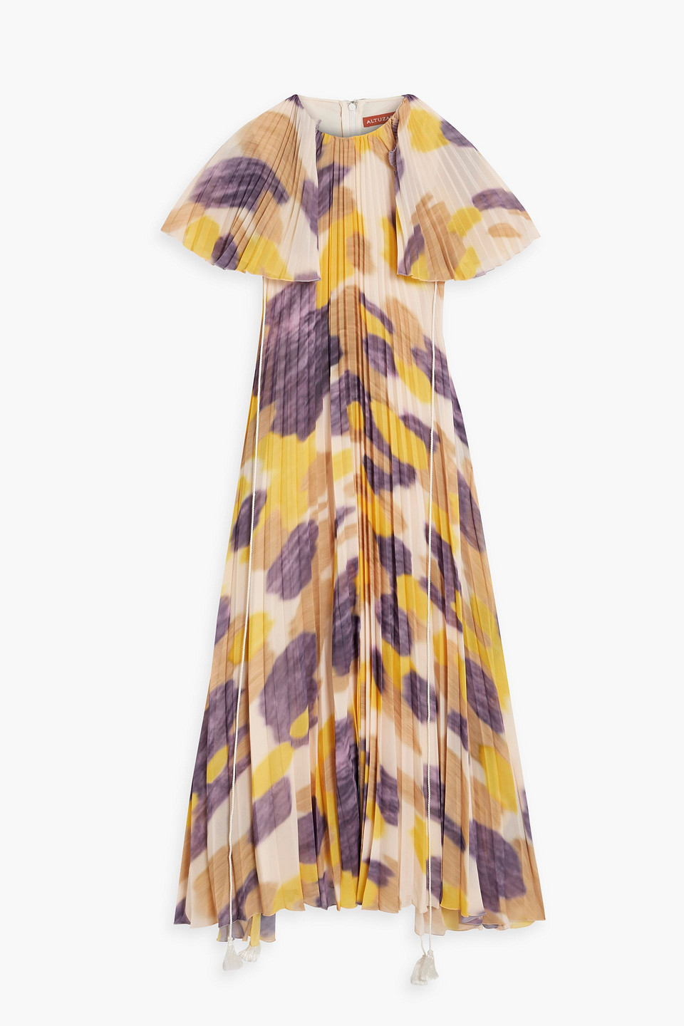 Altuzarra Pleated Printed Chiffon Midi Dress In Pastel Orange