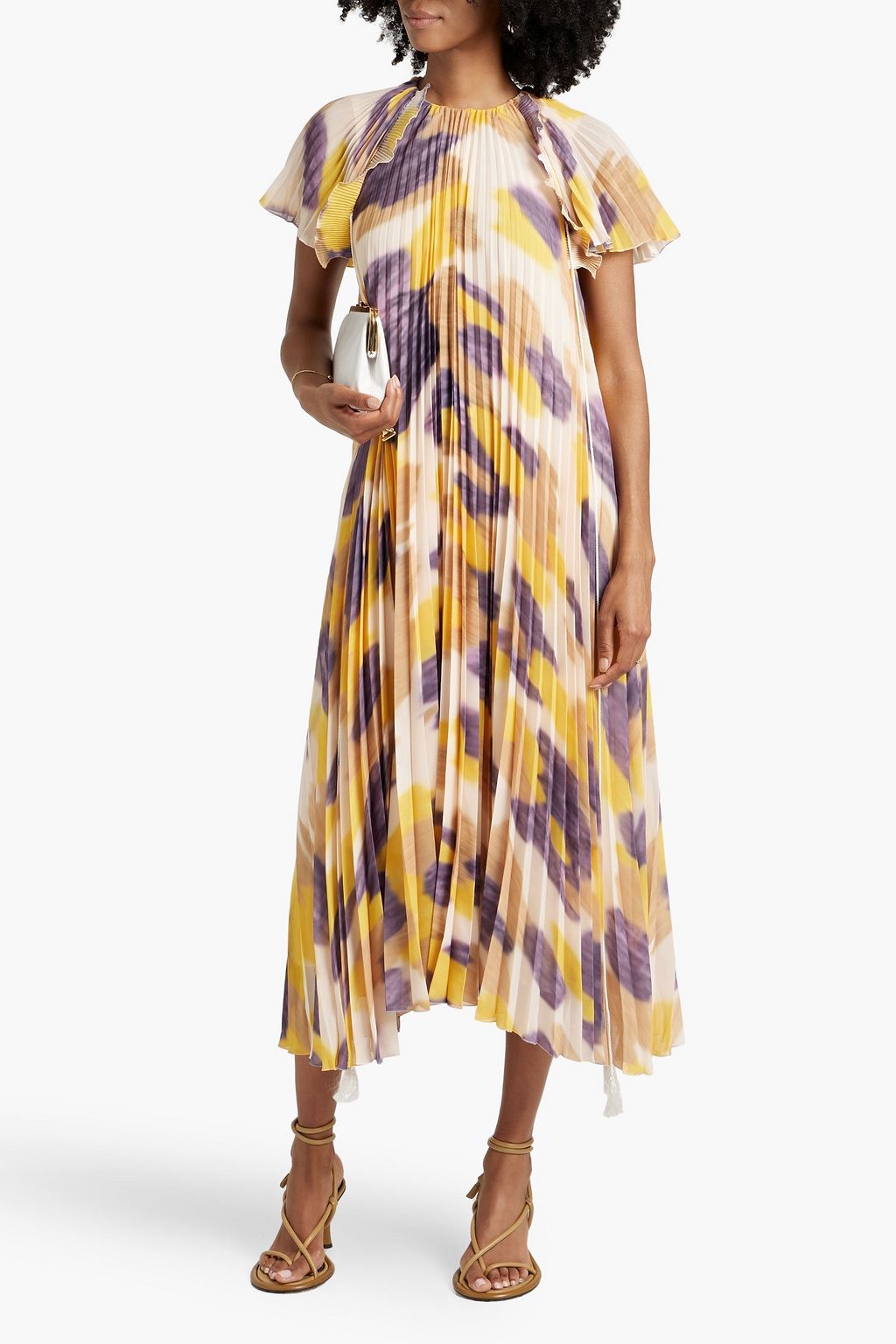 ALTUZARRA Pleated printed chiffon midi dress