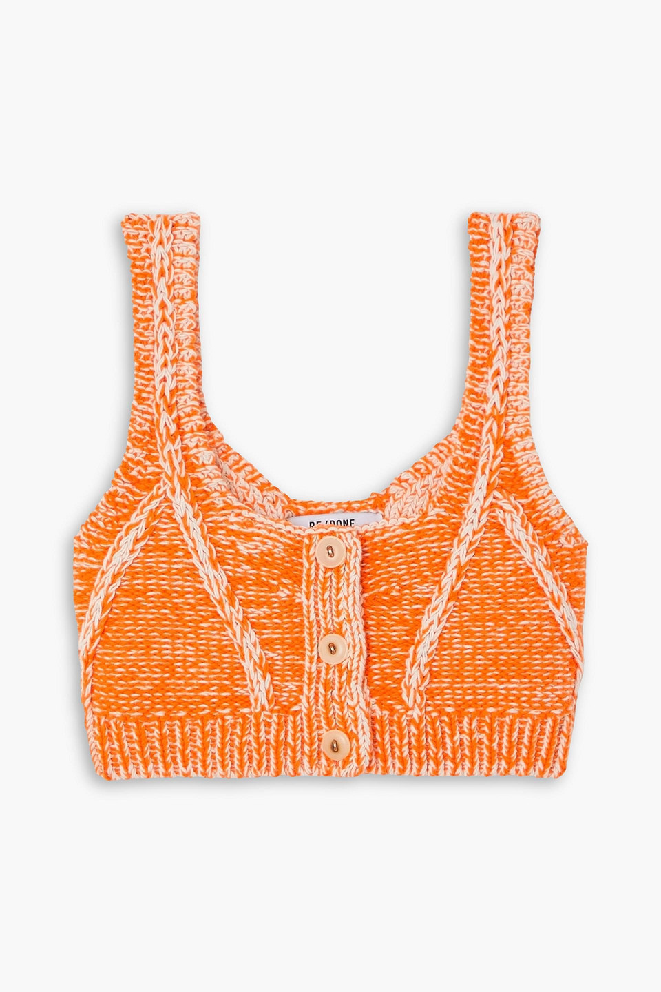 Re/done Cropped Cotton-blend Top In Orange