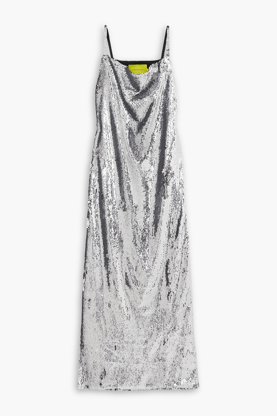 Marques' Almeida Sequined Tulle Maxi Dress In Silver