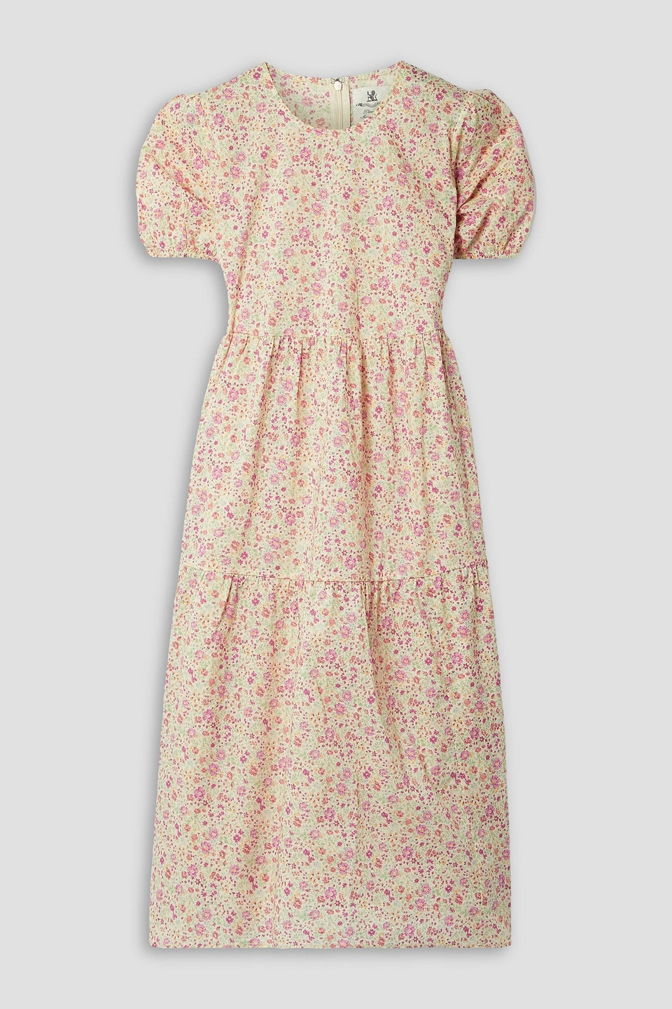 Denimist Midikleid Aus Bedrucktem Baumwoll-voile In Creme