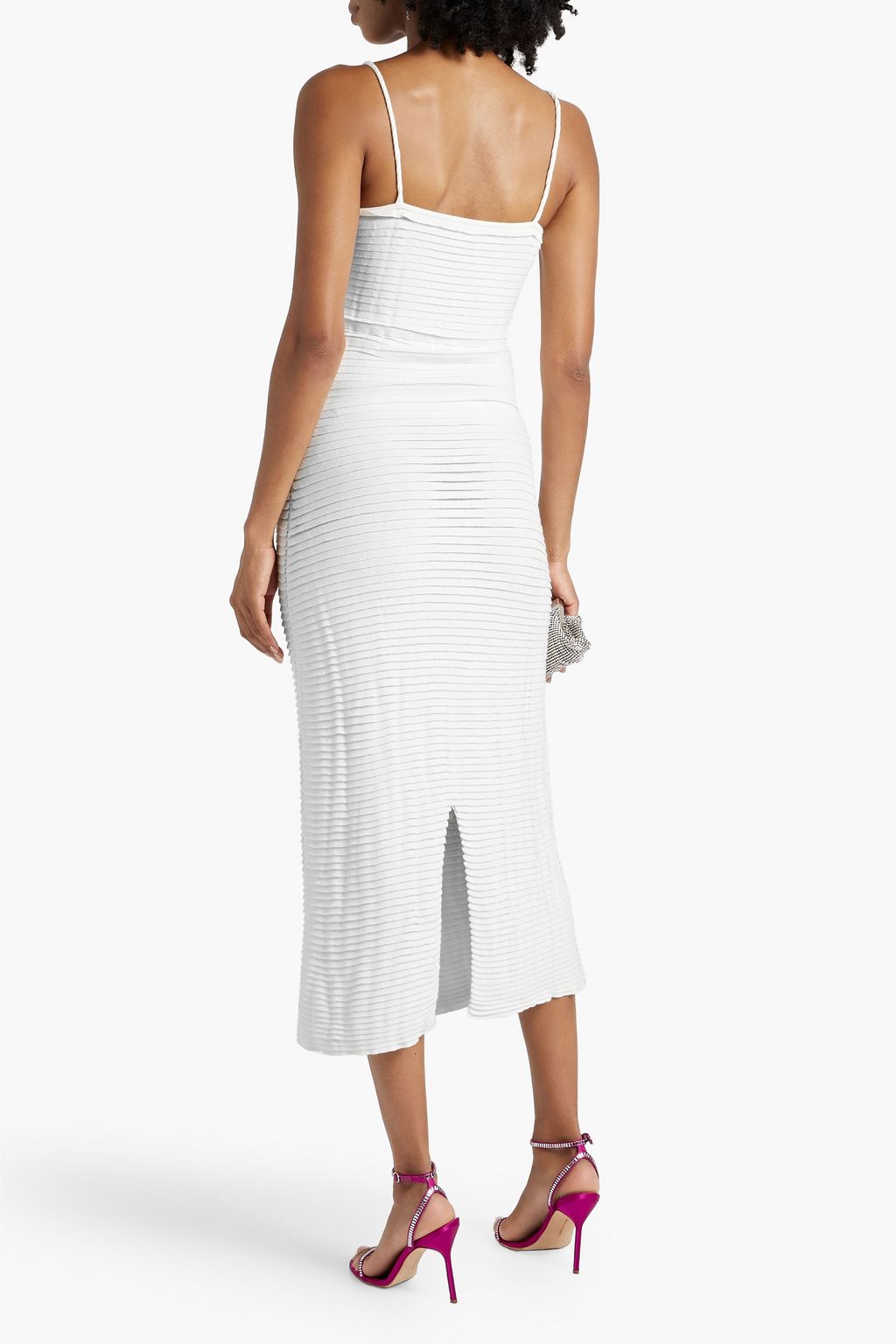 ALTUZARRA Cutout pleated stretch-knit midi dress
