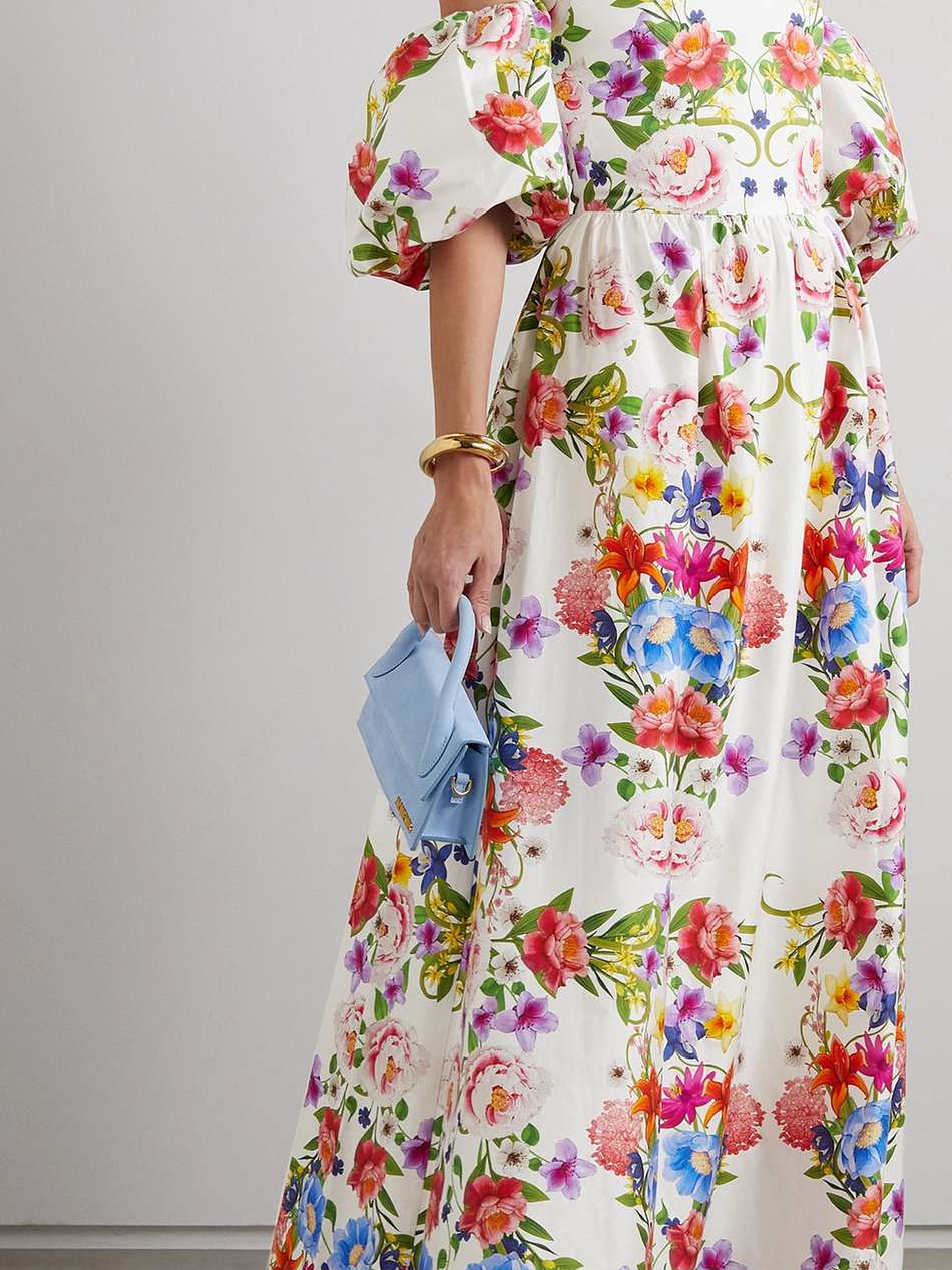juliet off-the-shoulder floral-print cotton maxi dress