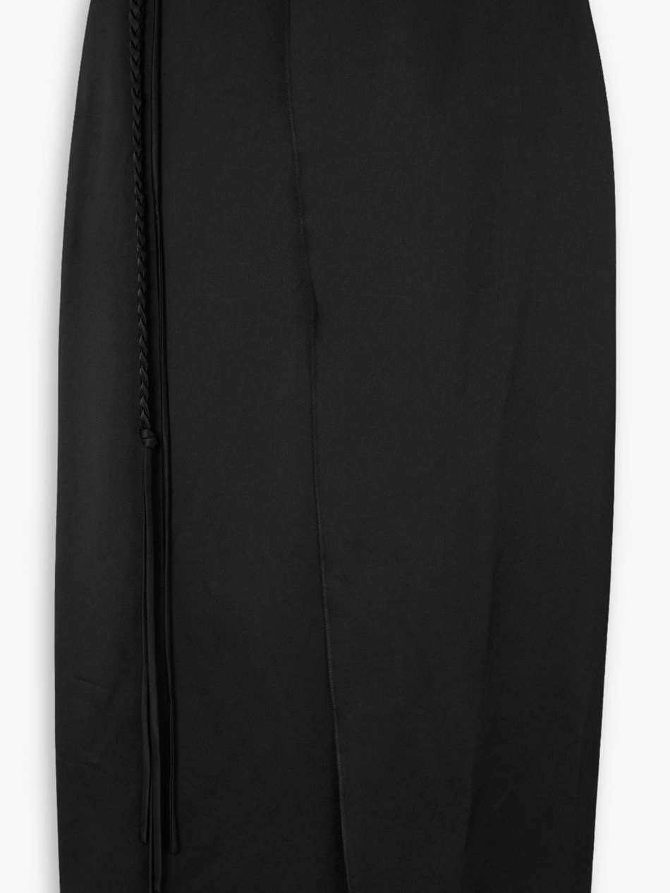 satin wrap midi skirt