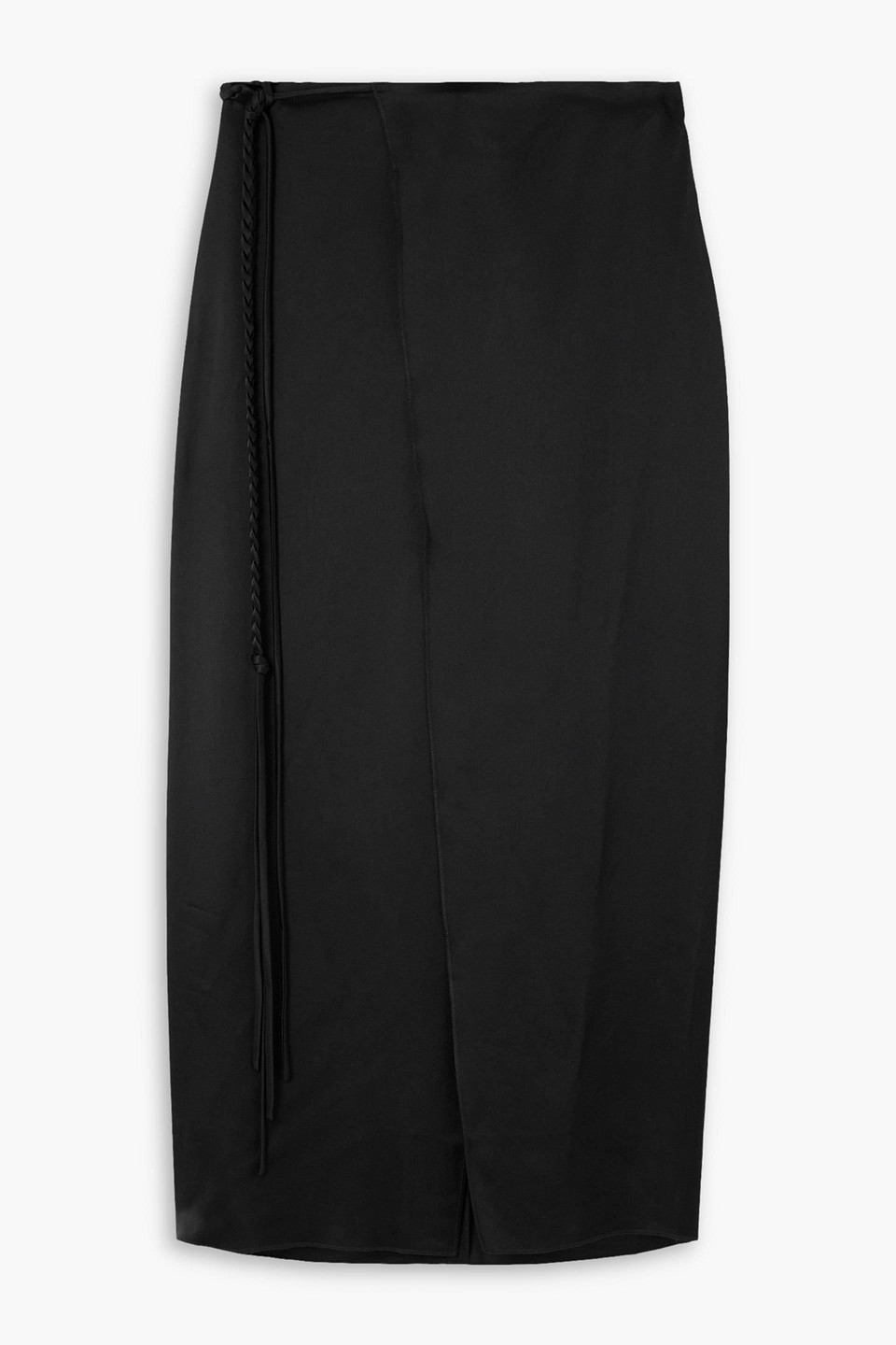 Nanushka Satin Wrap Midi Skirt In Black