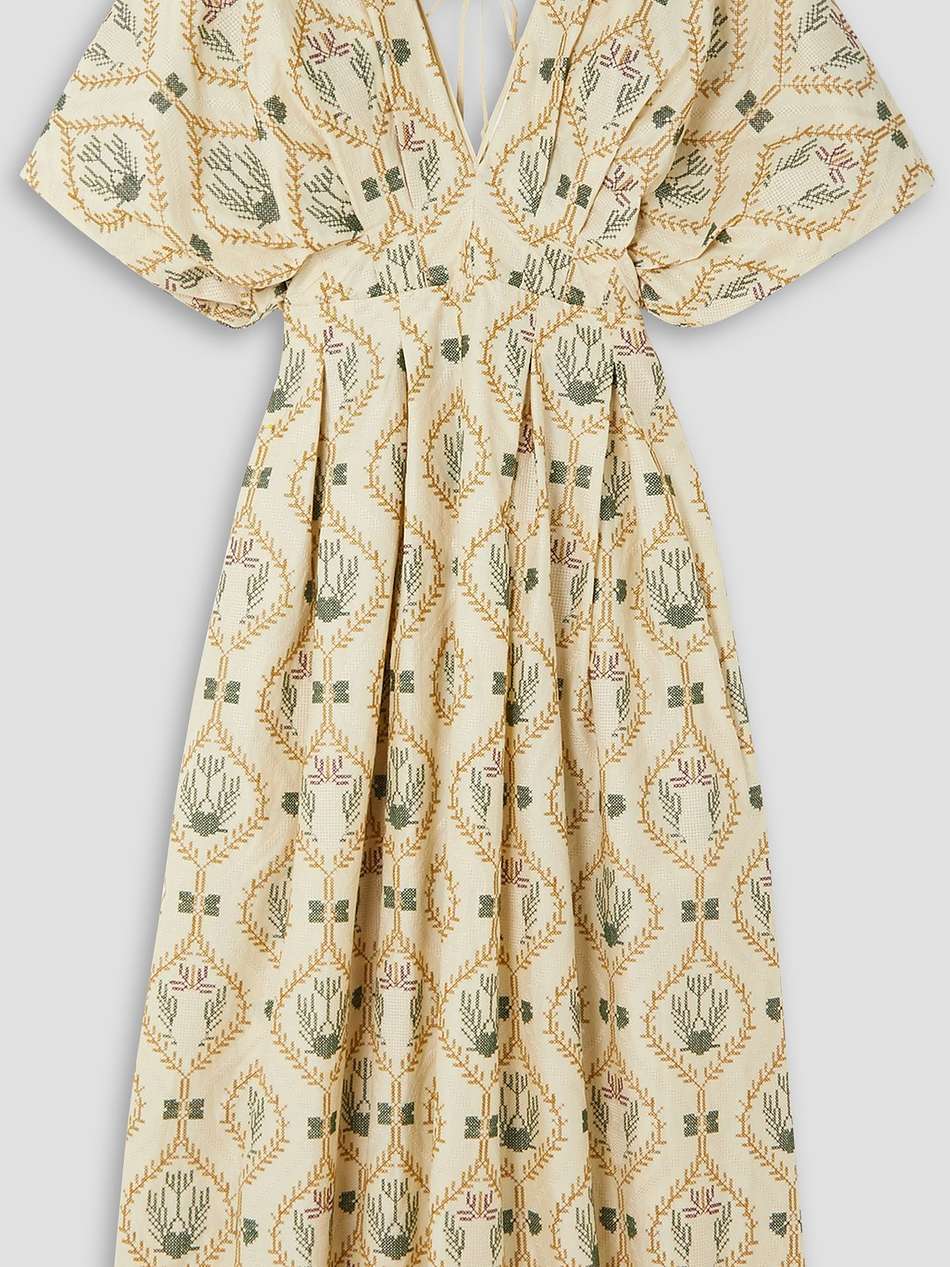 federica embroidered cotton-poplin midi dress