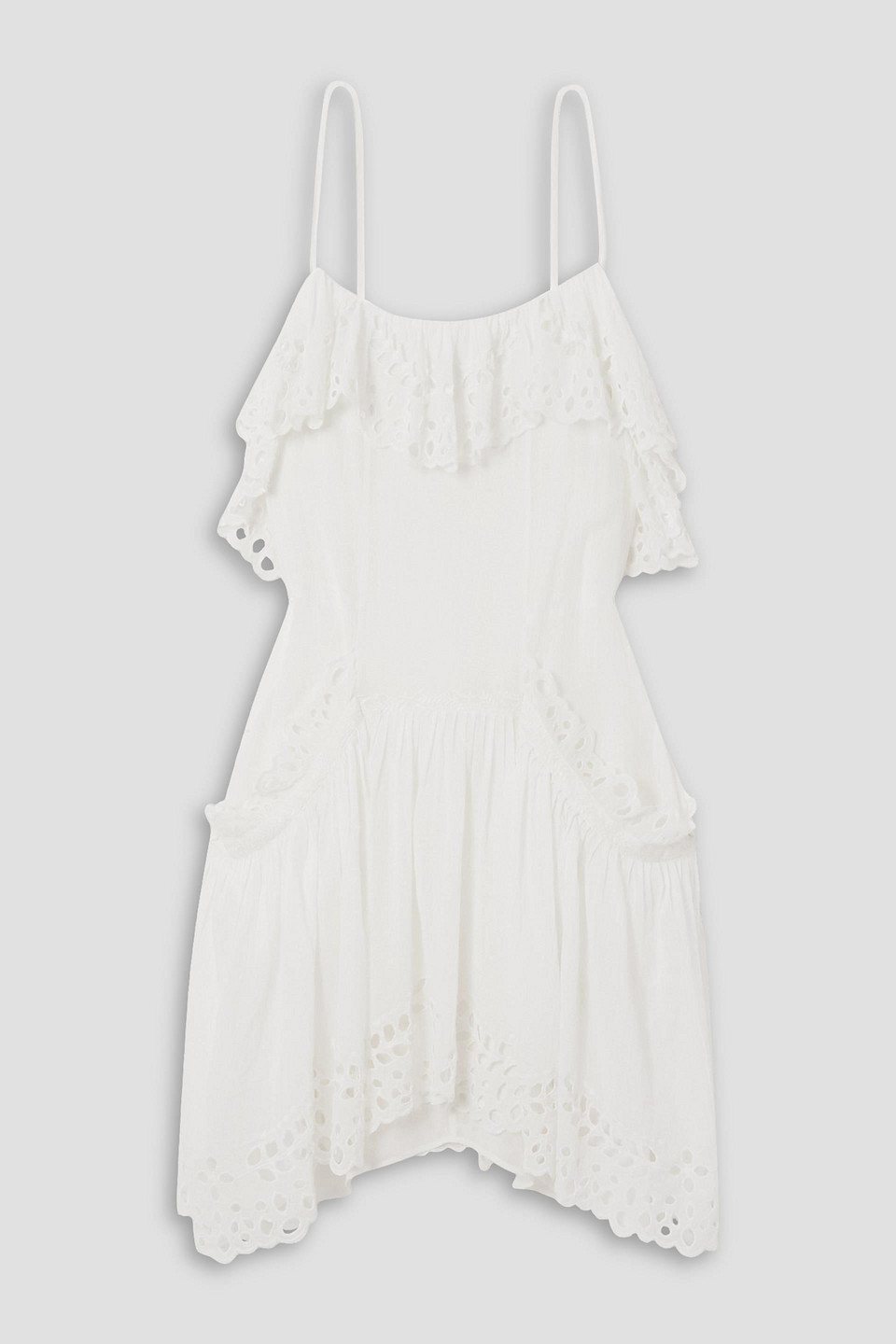 Isabel Marant Étoile Keoly Broderie Anglaise-trimmed Cotton-voile Mini Dress In White