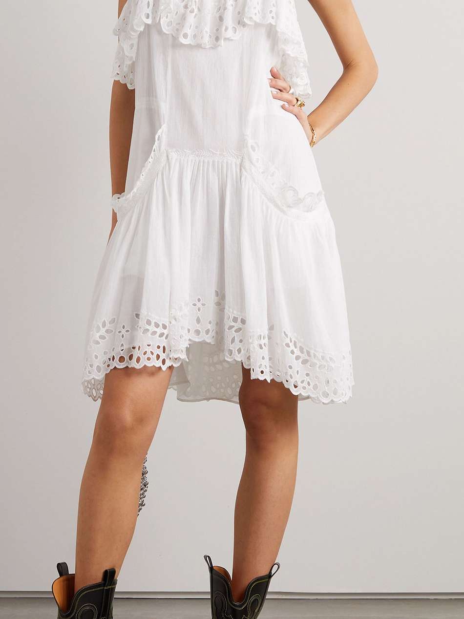 keoly broderie anglaise-trimmed cotton-voile mini dress