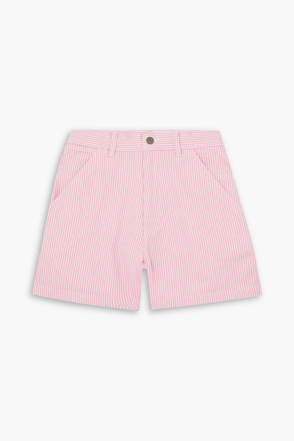 Denimist Carpenter Striped Cotton-piqué Shorts In Baby-pink