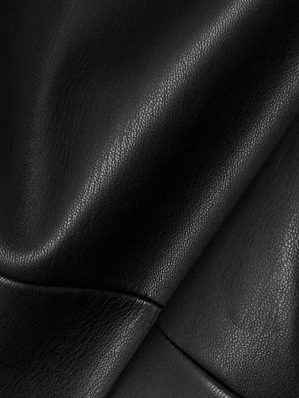 gathered faux leather mini dress