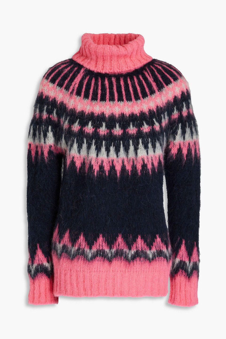 Naadam Fair Isle Alpaca-blend Turtleneck Sweater In Navy
