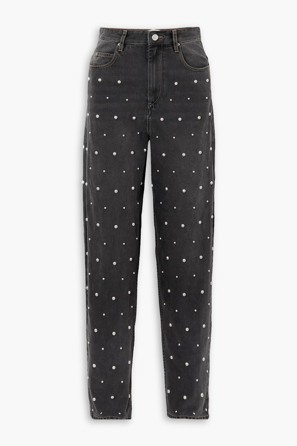 Isabel Marant Étoile Embellished Faded Boyfriend Jeans In Black
