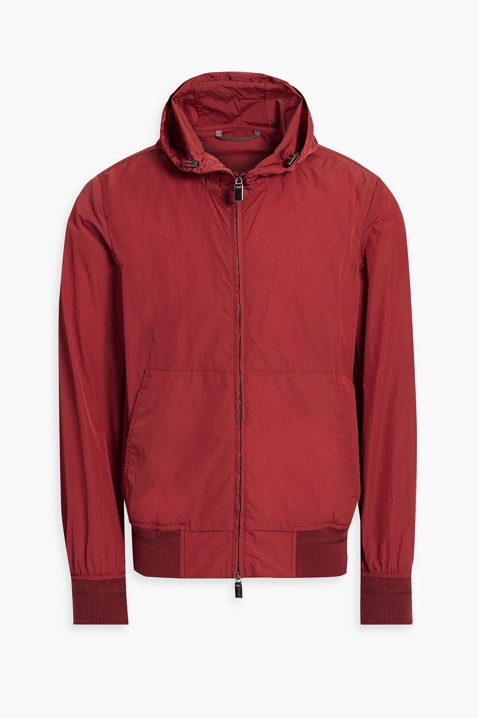 Canali Shell Hooded Jacket In Brick