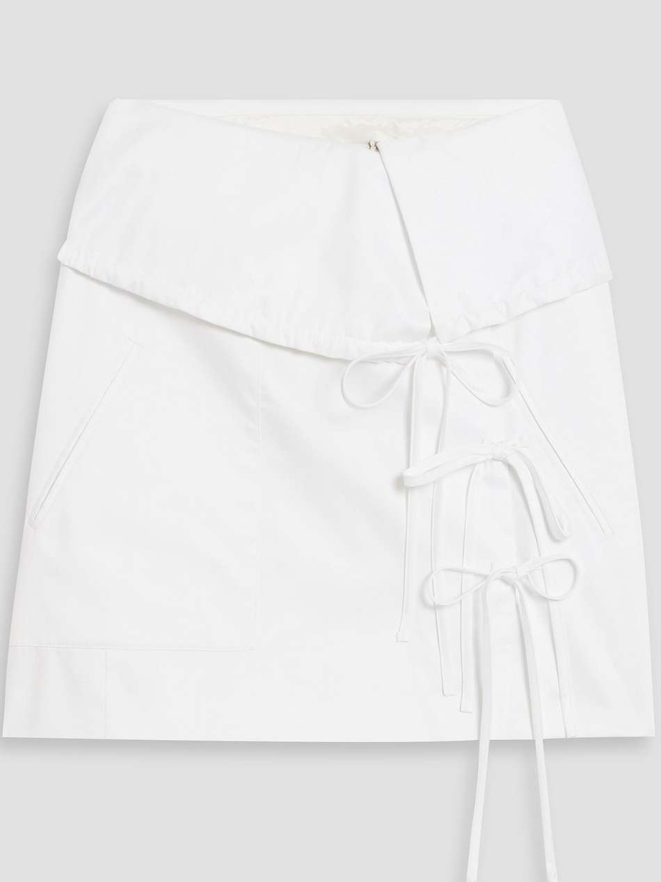 bow-detailed cotton-poplin mini skirt