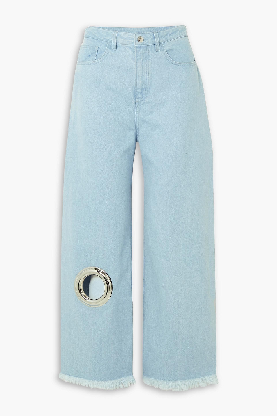 Marques' Almeida Eyelet-embellished Wide-leg Jeans In Light Denim