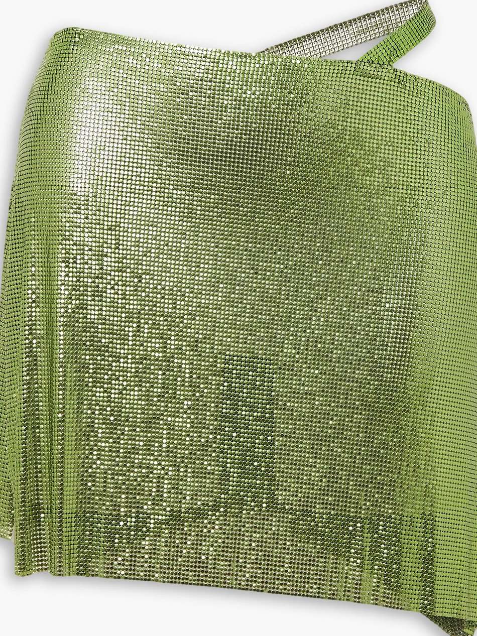 iza asymmetric cutout chainmail mini skirt