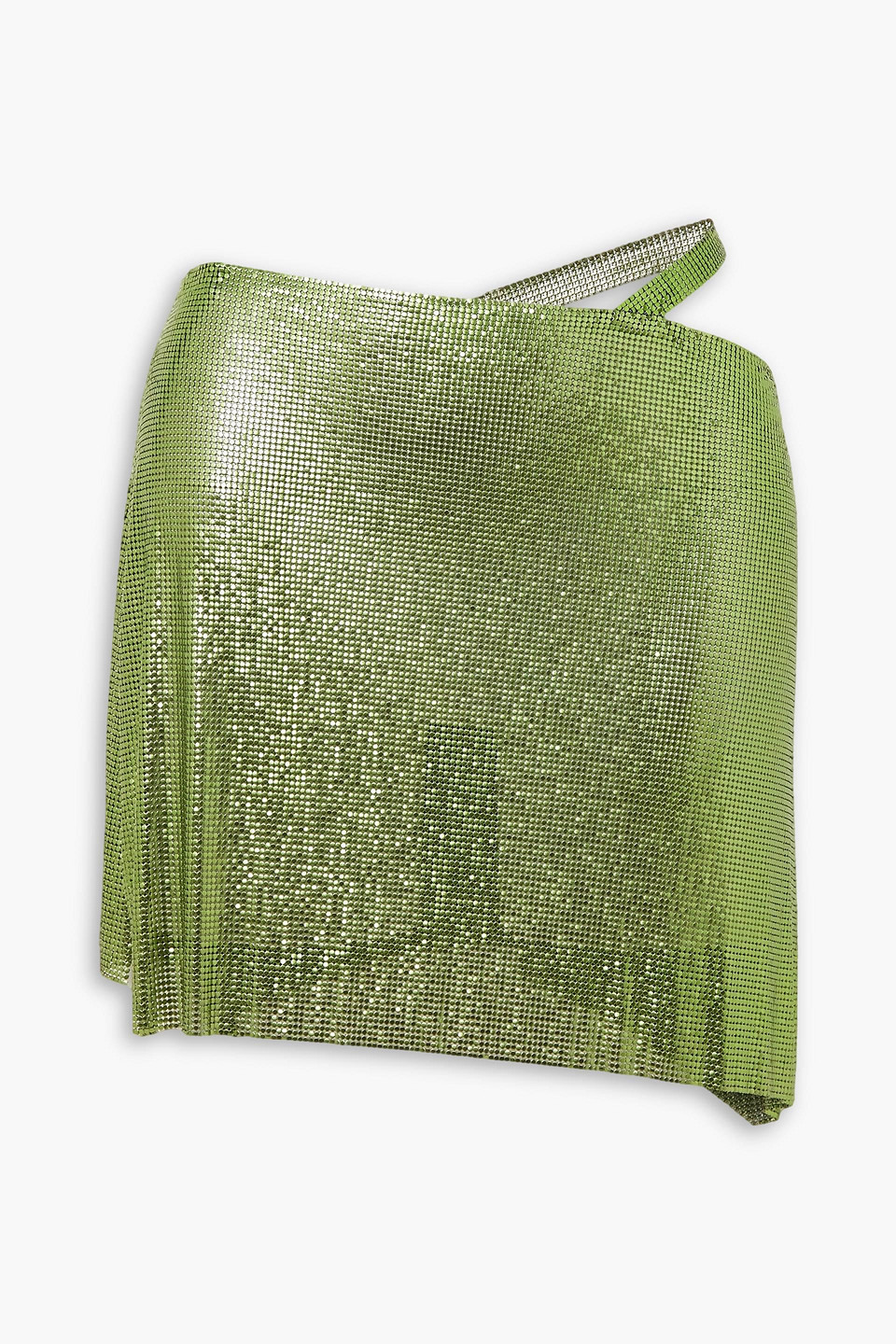 Fannie Schiavoni Iza Asymmetric Cutout Chainmail Mini Skirt In Lime Green