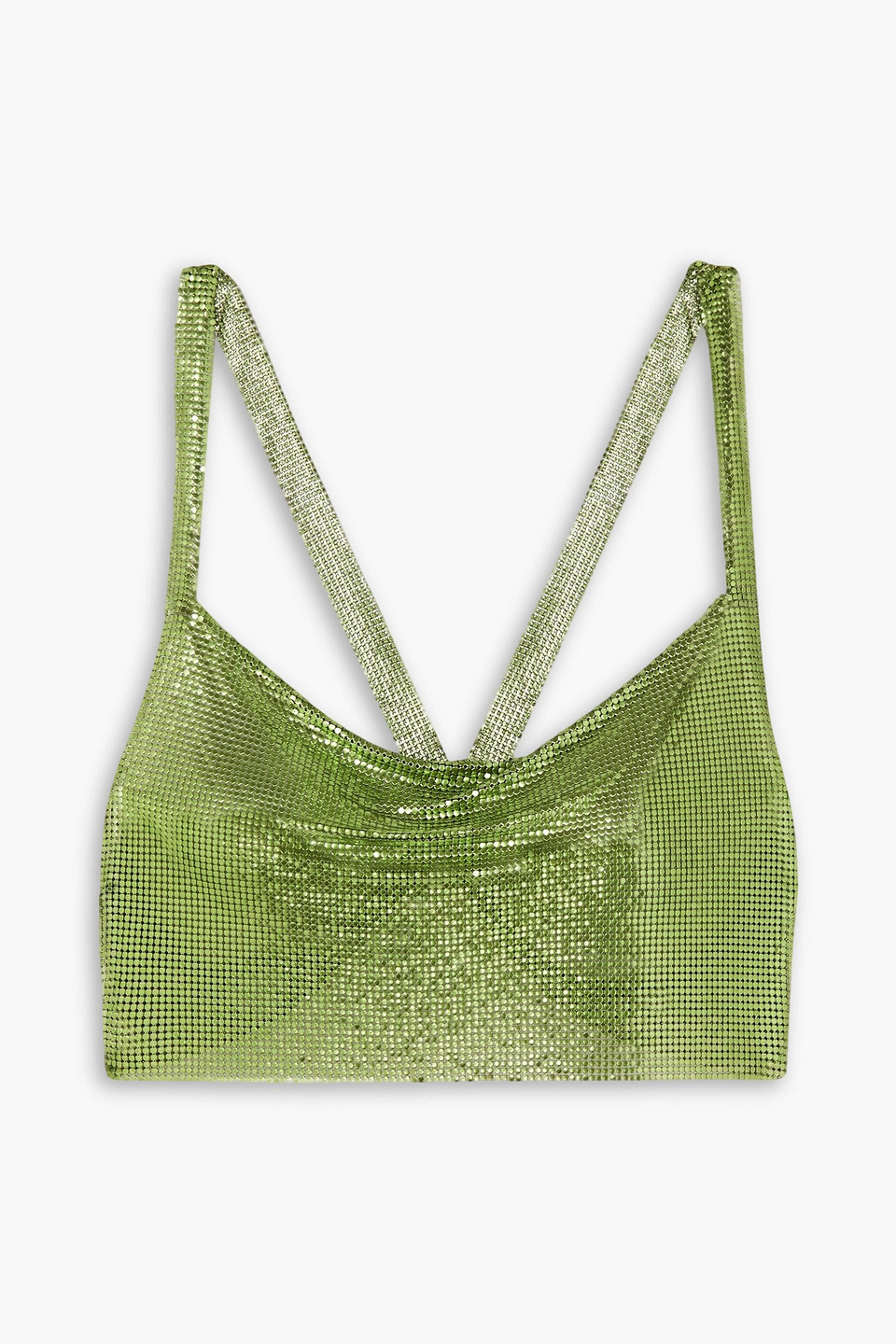 Fannie Schiavoni Hailey Cropped Draped Chainmail Top In Lime Green