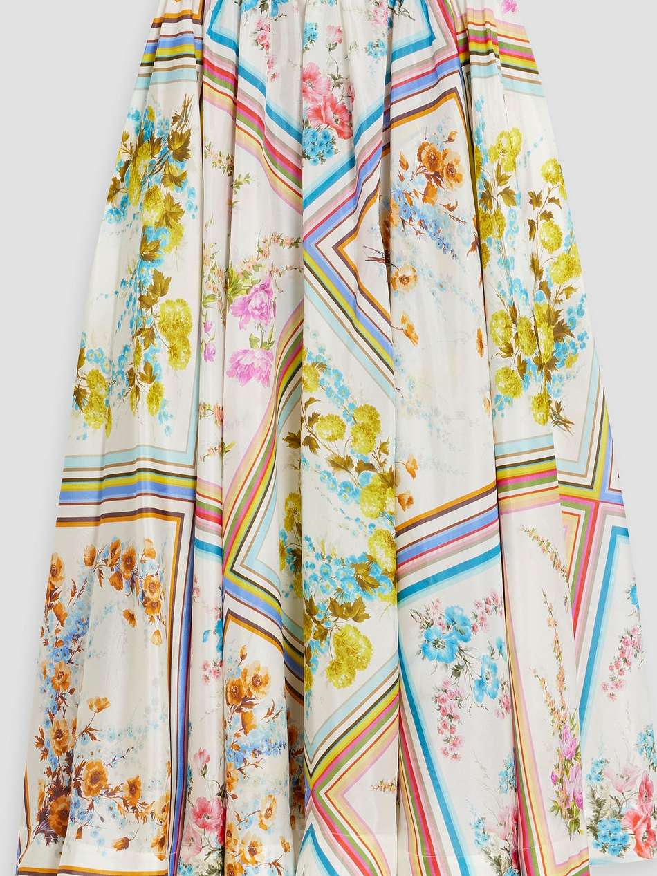 printed silk midi skirt