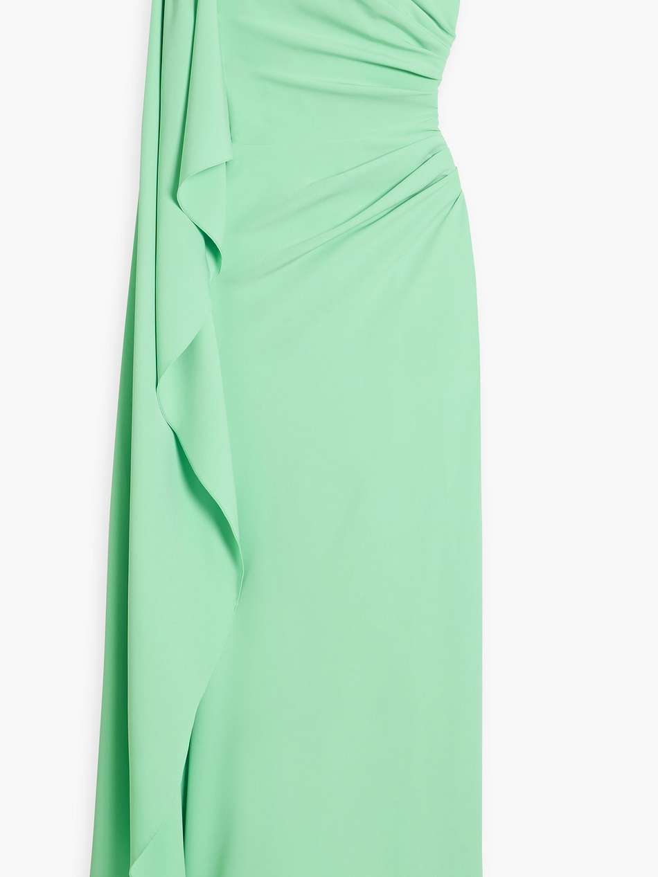 one-shoulder draped crepe gown