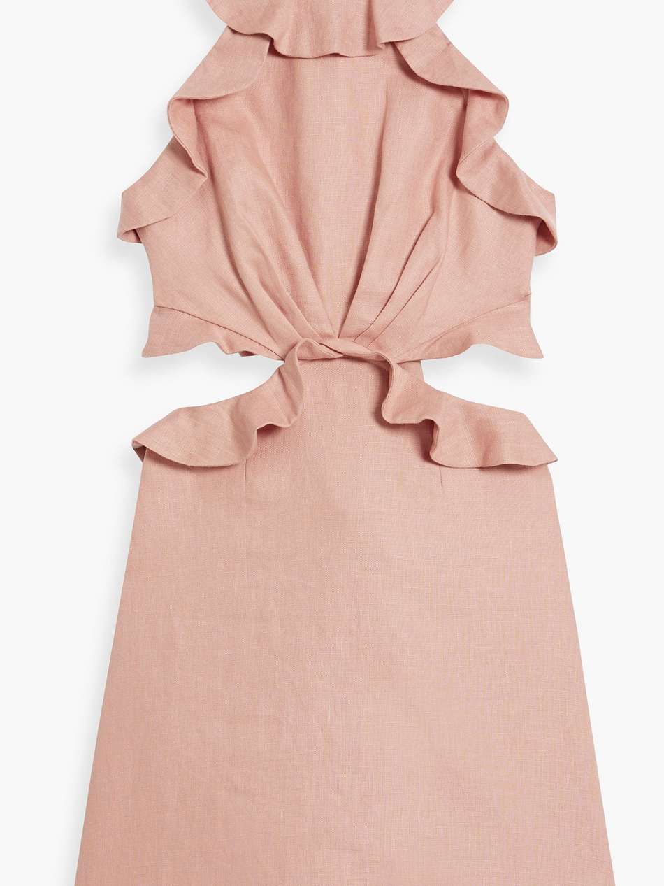 cutout ruffled linen halterneck mini dress