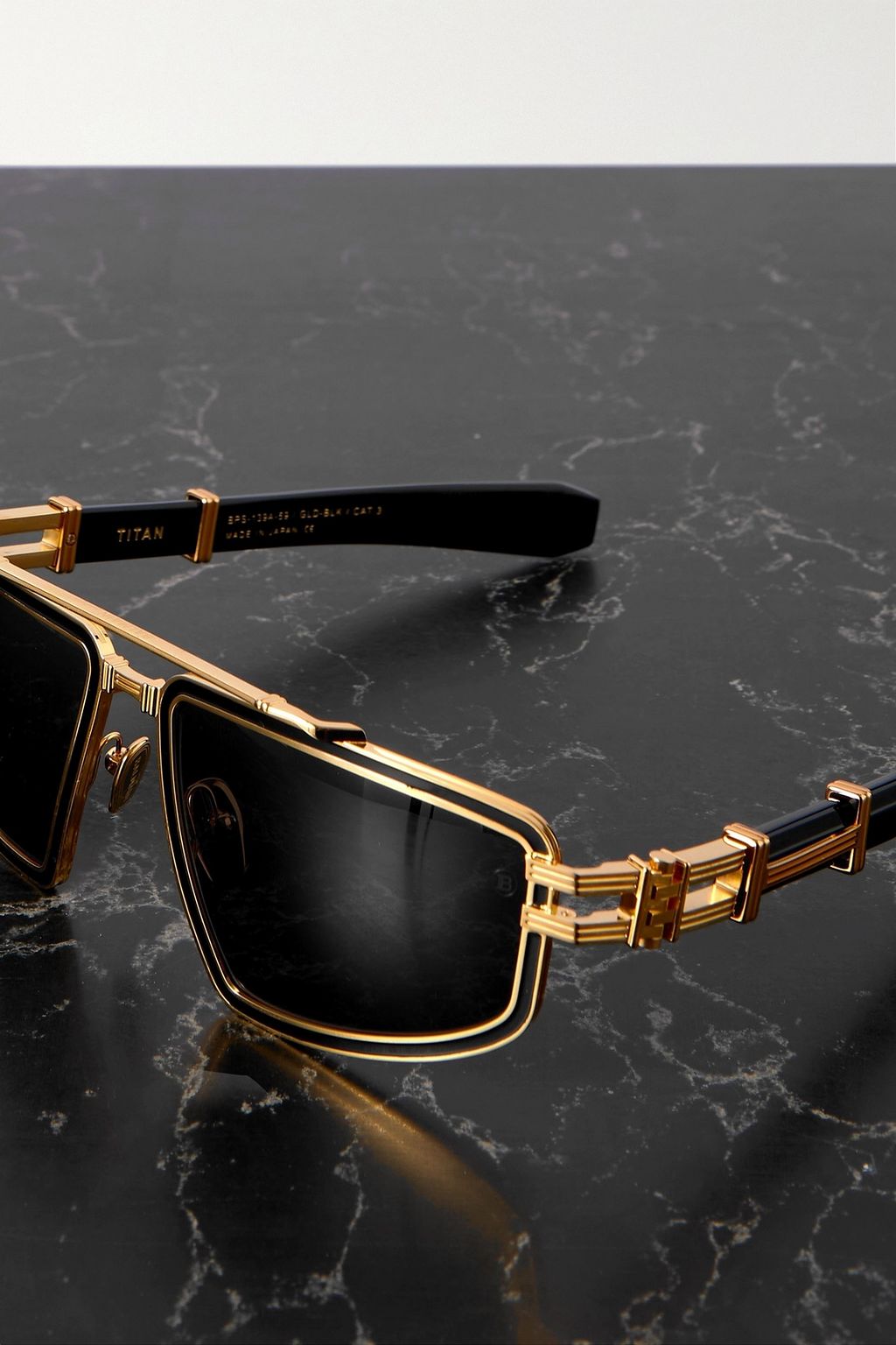 BALMAIN Titan aviator-style gold-tone and acetate sunglasses