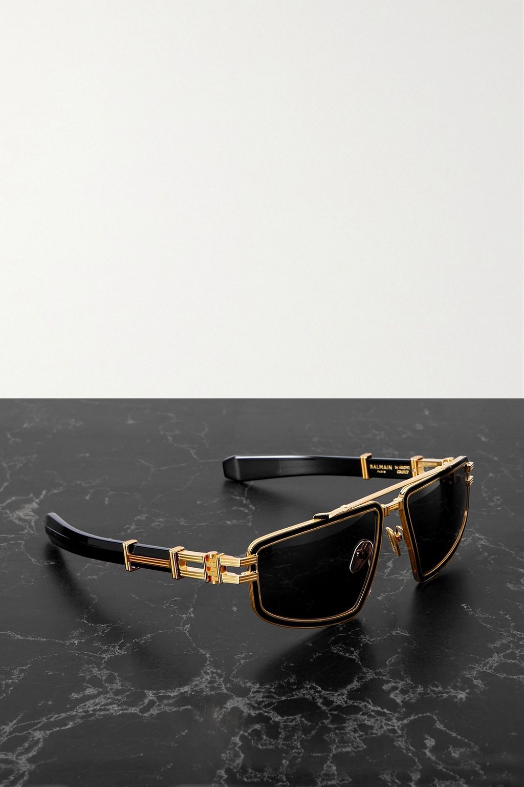 BALMAIN Titan aviator-style gold-tone and acetate sunglasses