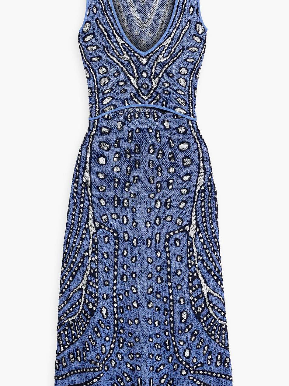cutout jacquard-knit midi dress