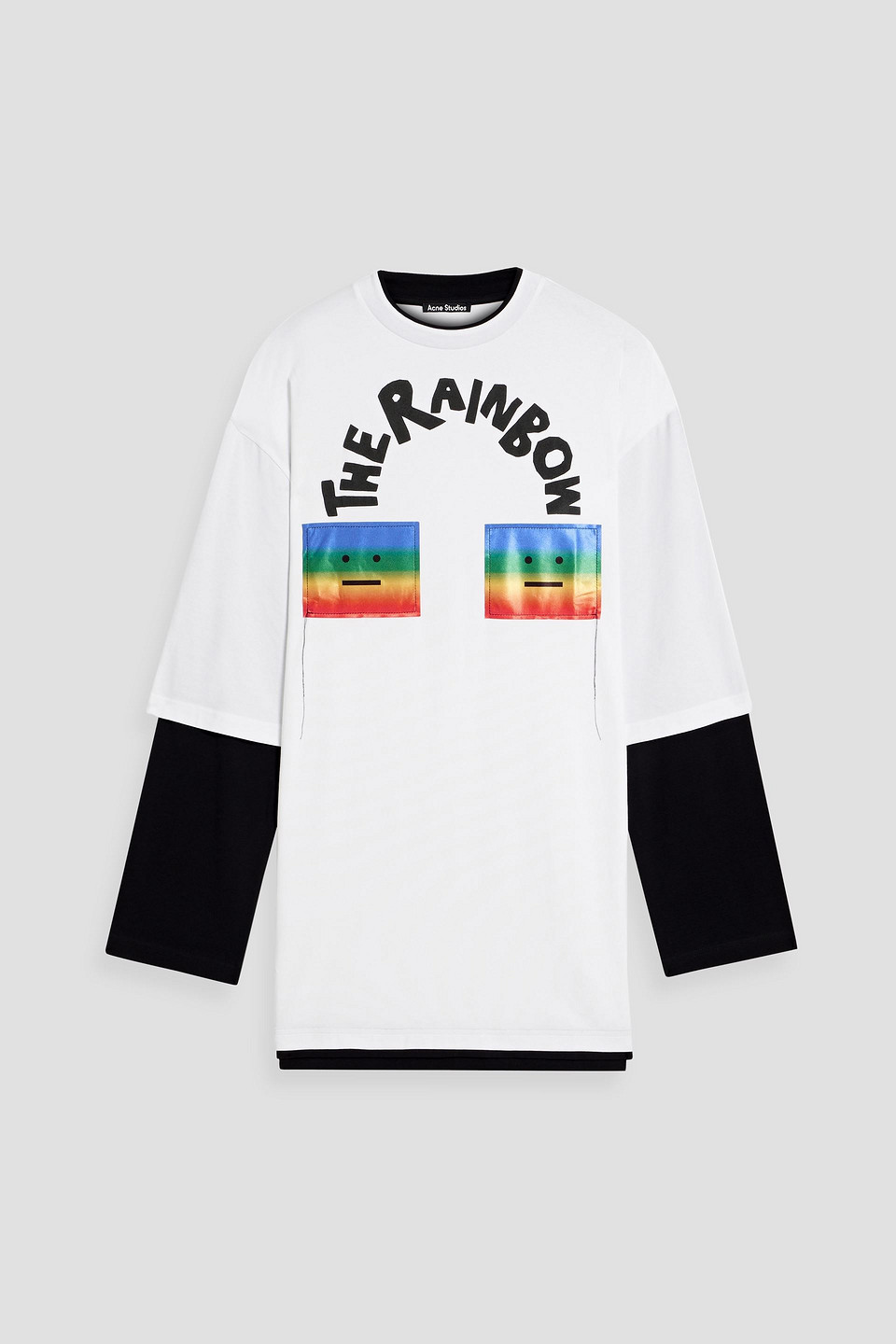 【関税&送料込】Acne Studios White Layered T-Shirt With Prin Acne Studios Layered Printed Stretch-cotton Jersey T-shirt